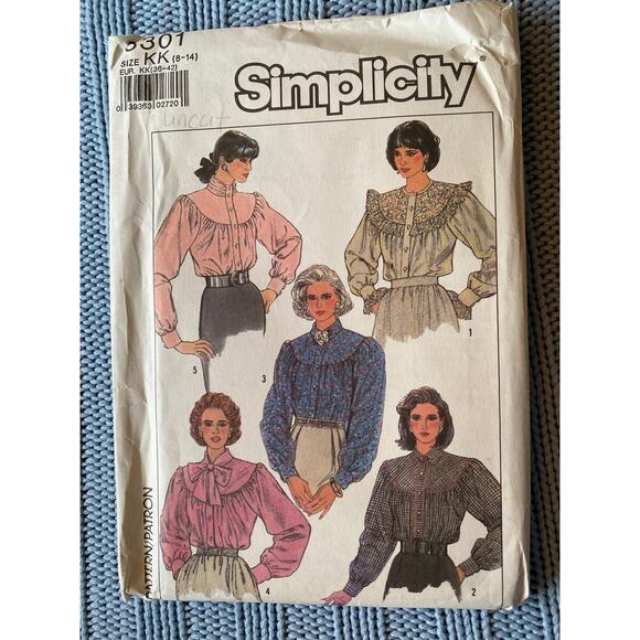 Simplicity 8301 pattern Blouse button down country size 8-14 - Picture 1 of 4
